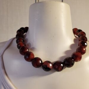 Faceted Red Stone Bead Necklace‎ | Garnet Style